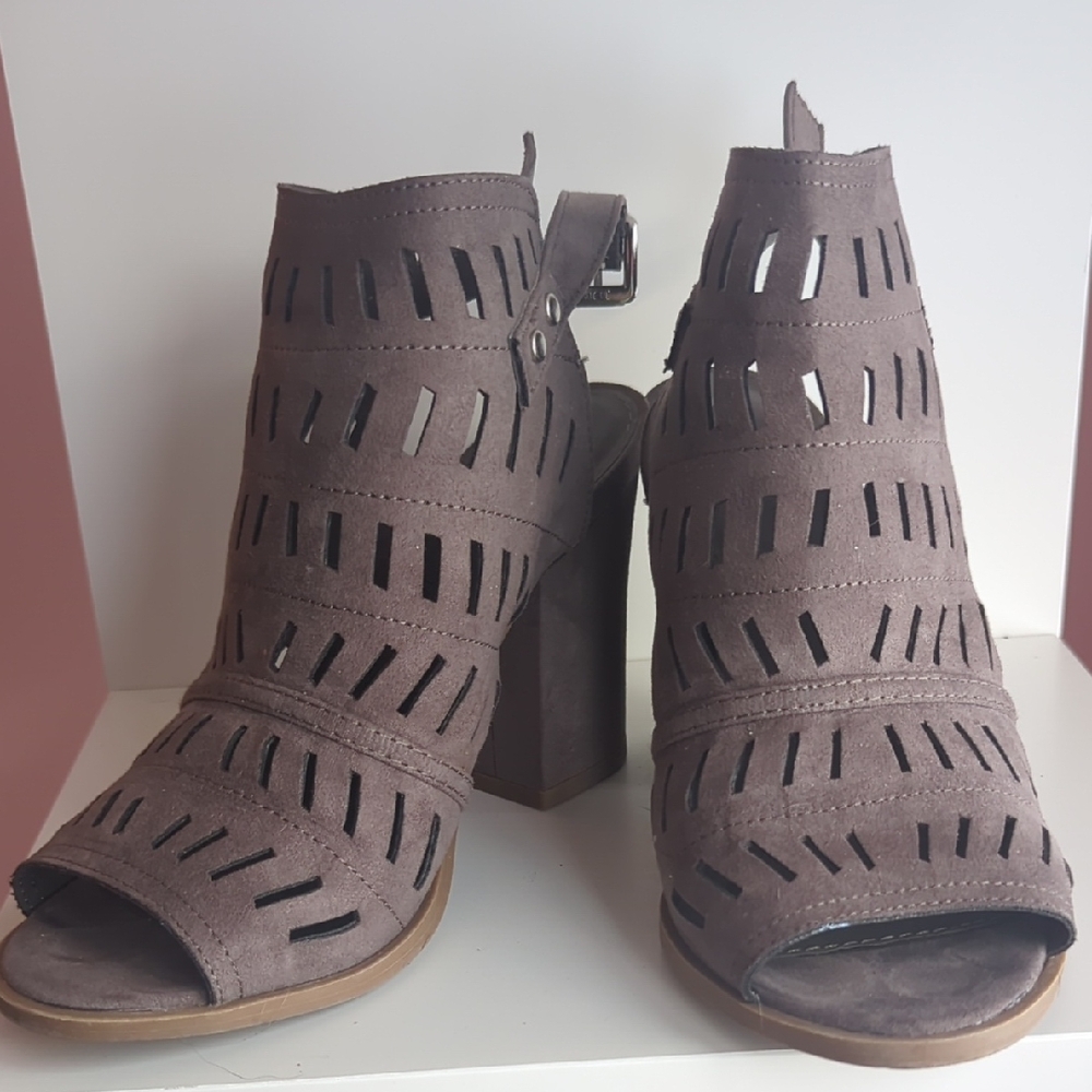 Christian Siriano Brown Cutout Heeled Boots